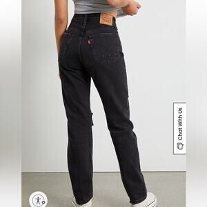 NWT Levi’s 501 Black Ripped High Rise Jeans Straight Leg DenimWomens Size 29